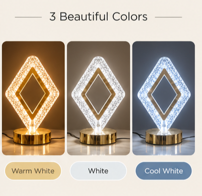 Touch LED Diamond Crystal Lamp – 3 Light Colors