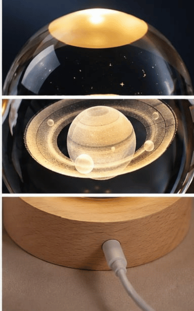 3D Saturn Crystal Ball LED Night Light
