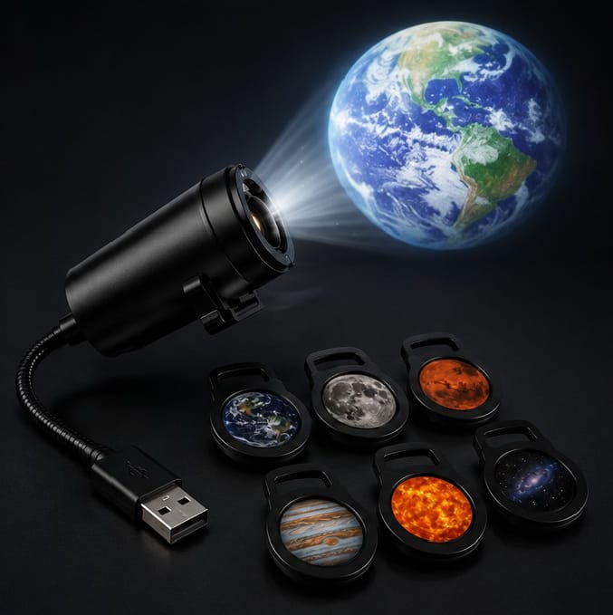 USB Planet Projector Lamp with 6 Interchangeable Planet Slides