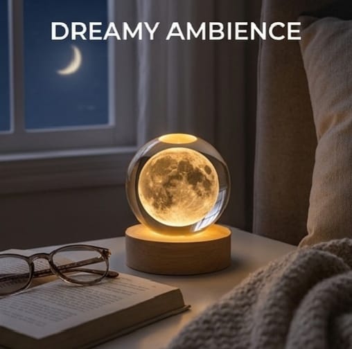 3D Moon Crystal Ball LED Lamp