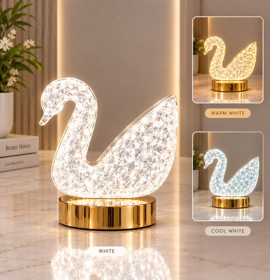 3D Crystal Swan LED Light Lamp – 3 Color Changing Decorative Light