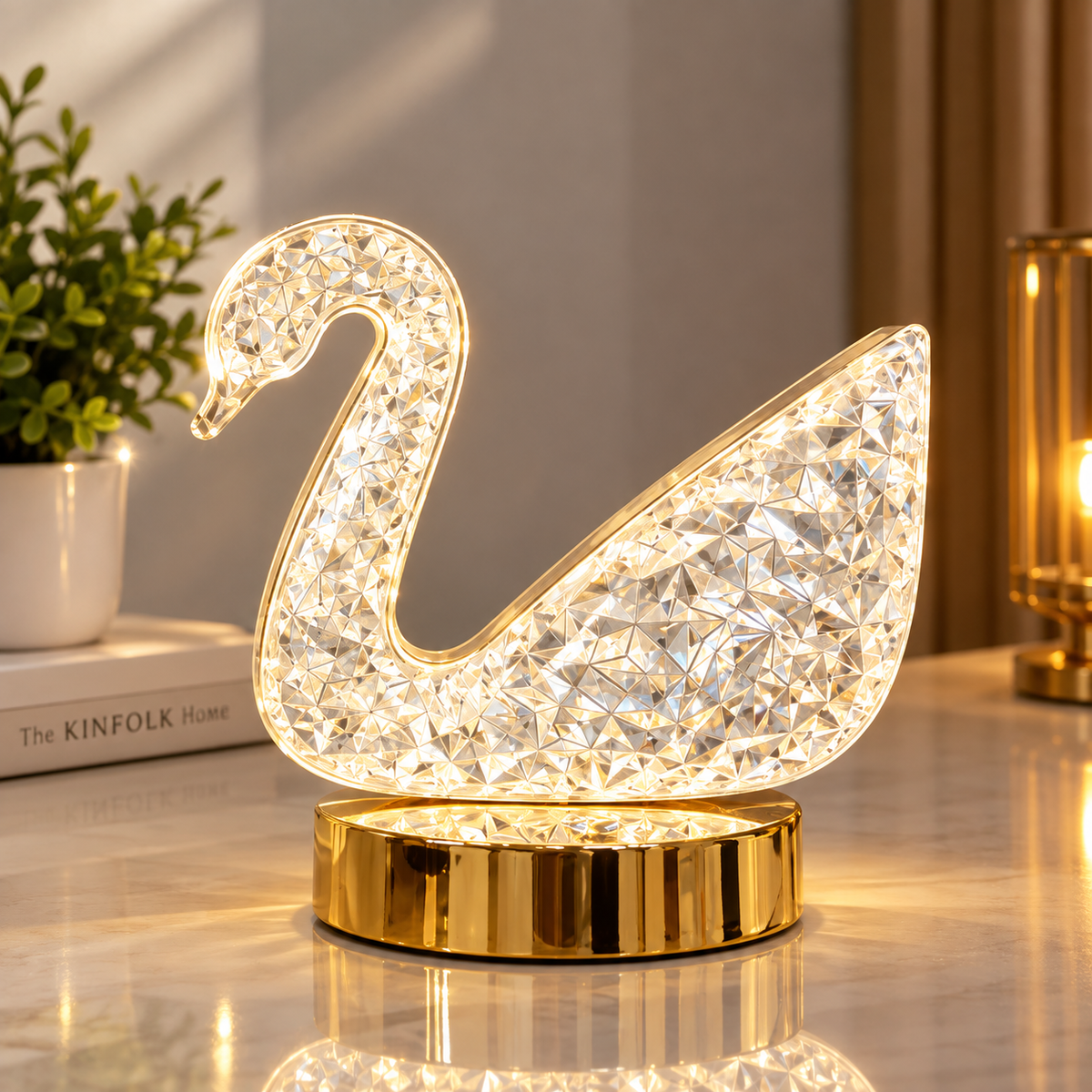 3D Crystal Swan LED Light Lamp – 3 Color Changing Decorative Light