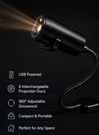 USB Planet Projector Lamp with 6 Interchangeable Planet Slides