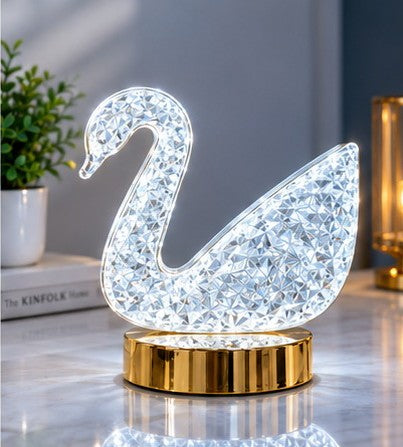 3D Crystal Swan LED Light Lamp – 3 Color Changing Decorative Light