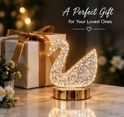 3D Crystal Swan LED Light Lamp – 3 Color Changing Decorative Light